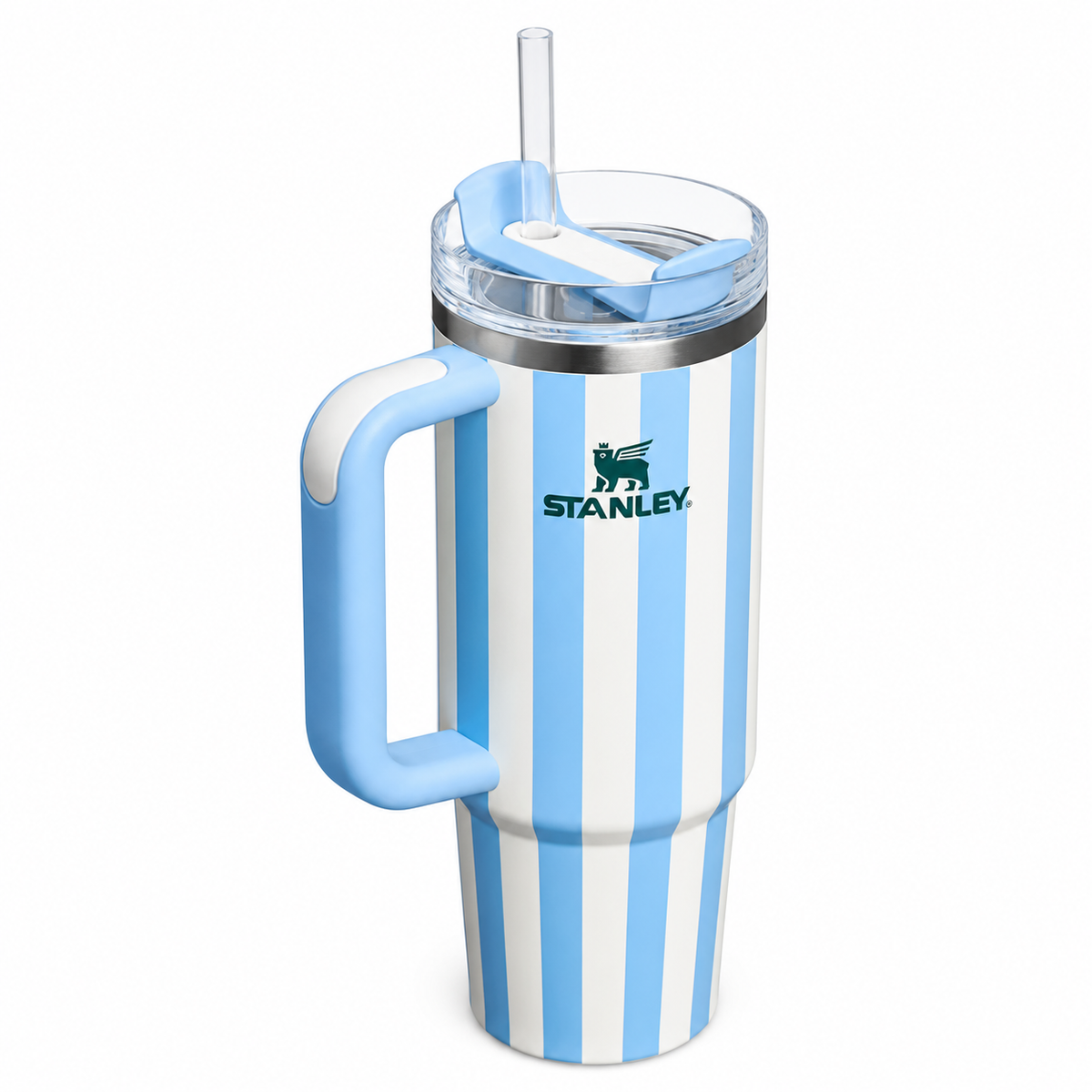 Stanley Quencher H2.0 30 oz Azul Rayas Vaso Térmico de Acero Inoxidable con Asa, Popote y Tapa FlowState® – Peach Whip Cabana Gloss (Copia) (Copia)