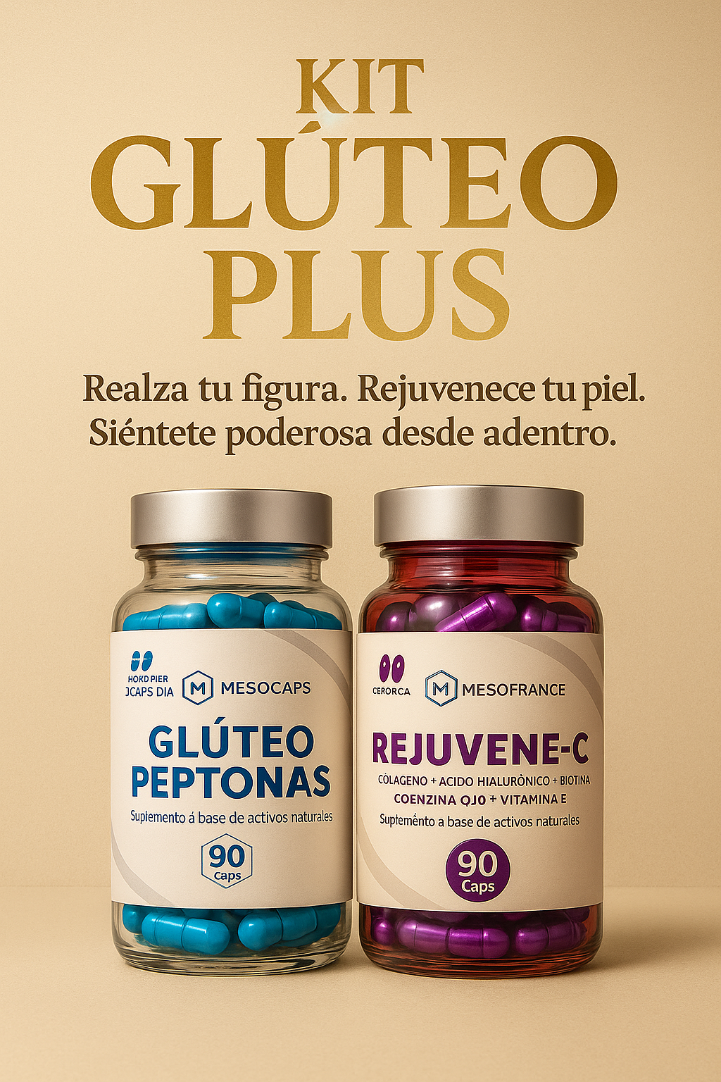 Kit Gluteo peptonas + Rejuvene c Caps