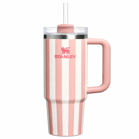 Stanley Quencher H2.0 30 oz  Vaso Térmico de Acero Inoxidable con Asa, Popote y Tapa FlowState® – Peach Whip Cabana Gloss