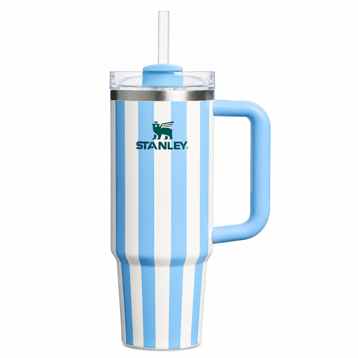 Stanley Quencher H2.0 30 oz   Azul Rayas Vaso Térmico de Acero Inoxidable con Asa, Popote y Tapa FlowState® – Peach Whip Cabana Gloss (Copia) (Copia)