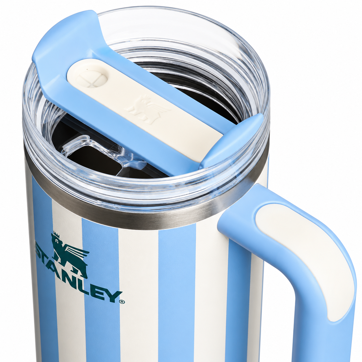Stanley Quencher H2.0 30 oz   Azul Rayas Vaso Térmico de Acero Inoxidable con Asa, Popote y Tapa FlowState® – Peach Whip Cabana Gloss (Copia) (Copia)