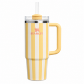 Stanley Quencher H2.0 30 oz   Amarillo Rayas Vaso Térmico de Acero Inoxidable con Asa, Popote y Tapa FlowState® – Peach Whip Cabana Gloss (Copia)